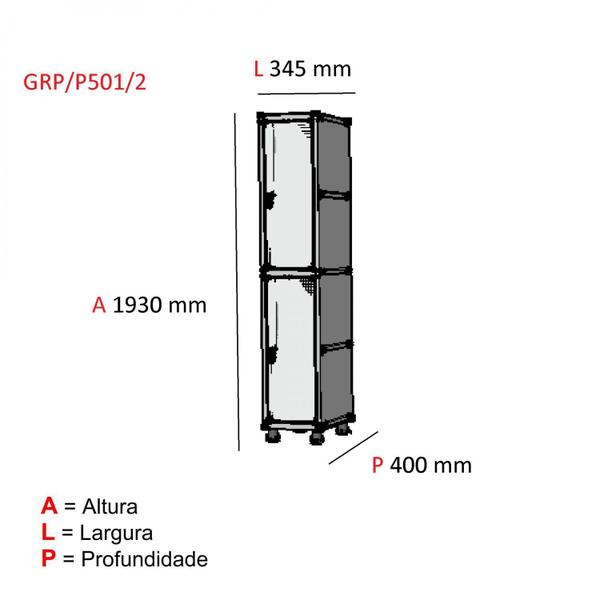 Imagem de Armário Guarda Volume Locker Roupeiro 2 Portas Aço GRP 501/2