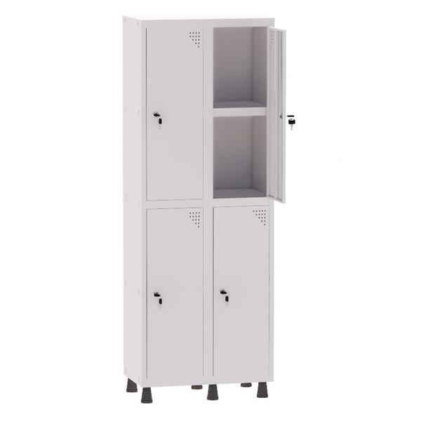 Imagem de Armário Guarda Volume Locker Roupeiro 2 Vãos 04 Portas Com Prateleira GRF502PRI/4 Branco - Pandin