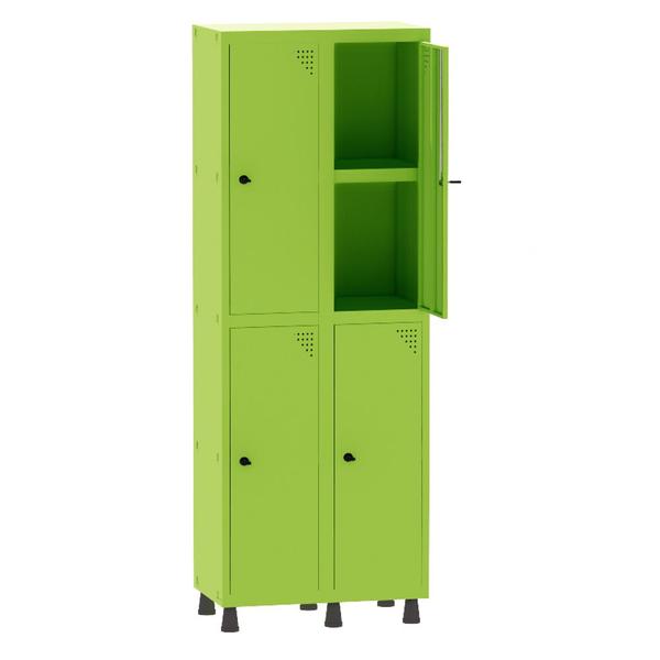 Imagem de Armário Guarda Volume Locker Roupeiro 2 Vãos 04 Portas Com Prateleira GRP502PRI/4 Verde Miró - Pandin