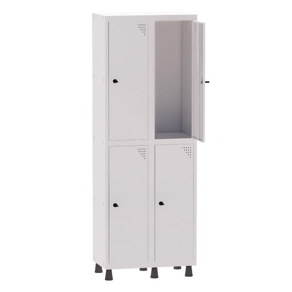 Imagem de Armário Guarda Volume Locker Roupeiro 2 Vãos 4 Portas Aço GRP502/4 Branco - Pandin