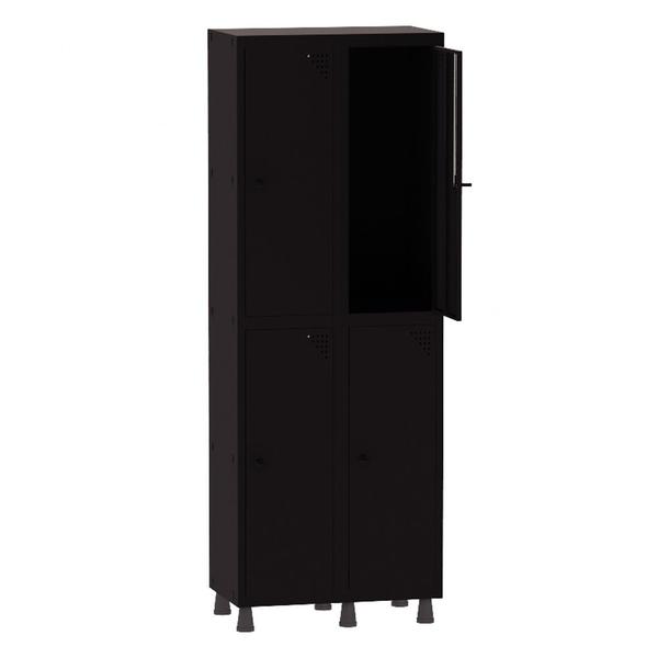 Imagem de Armário Guarda Volume Locker Roupeiro 2 Vãos 4 Portas Aço GRP502/4 Preto - Pandin