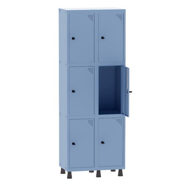 Imagem de Armário Guarda Volume Locker Roupeiro 2 Vãos 6 Portas Aço GRP502/6 Azul Dali - Pandin