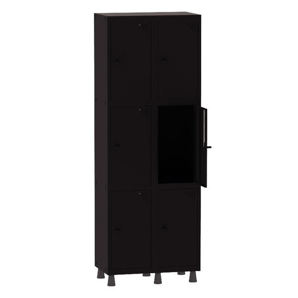 Imagem de Armário Guarda Volume Locker Roupeiro 2 Vãos 6 Portas Aço GRP502/6 Preto - Pandin