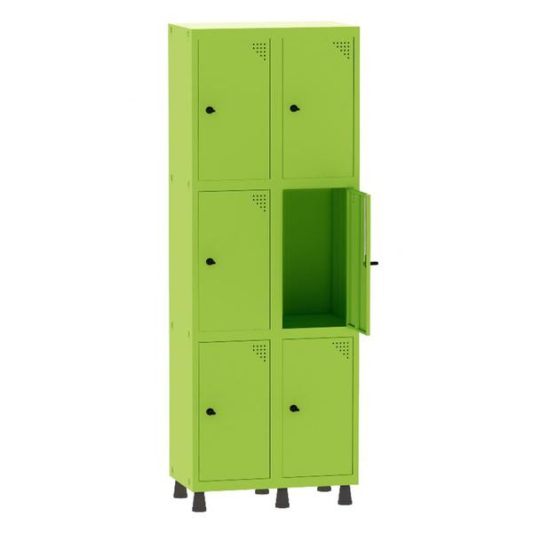 Imagem de Armário Guarda Volume Locker Roupeiro 2 Vãos 6 Portas Aço GRP502/6 Verde Miró - Pandin