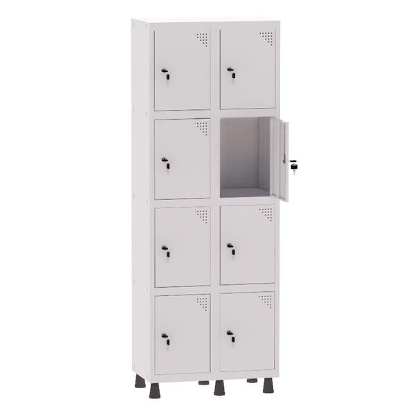 Imagem de Armário Guarda Volume Locker Roupeiro 2 Vãos 8 Portas Aço GRF502/8 Branco - Pandin