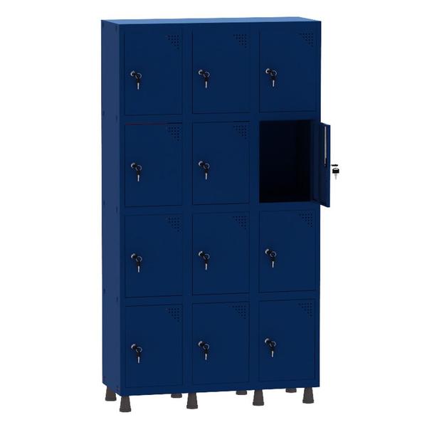 Imagem de Armário Guarda Volume Locker Roupeiro 3 Vãos 12 Portas Aço GRF503/12 Azul Del Rey - Pandin