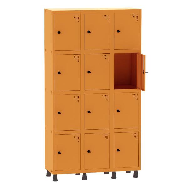 Imagem de Armário Guarda Volume Locker Roupeiro 3 Vãos 12 Portas Aço GRP503/12 Laranja Picasso - Pandin