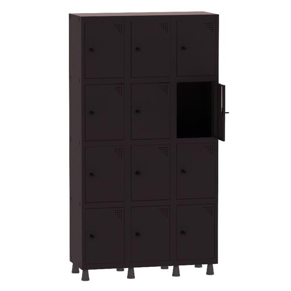 Imagem de Armário Guarda Volume Locker Roupeiro 3 Vãos 12 Portas Aço GRP503/12 Preto - Pandin