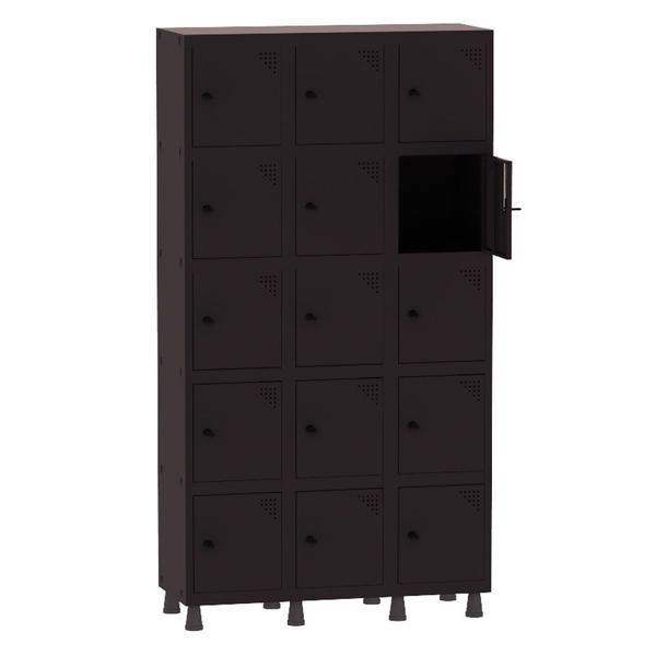 Imagem de Armário Guarda Volume Locker Roupeiro 3 Vãos 15 Portas Aço GRP503/15 Preto - Pandin