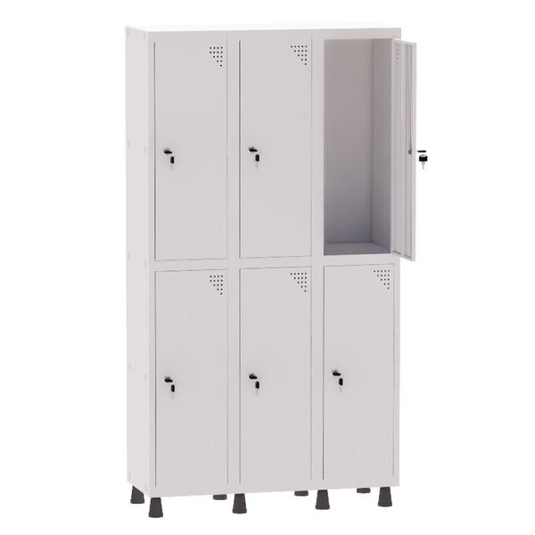 Imagem de Armário Guarda Volume Locker Roupeiro 3 Vãos 6 Portas Aço GRF503/6 Branco - Pandin