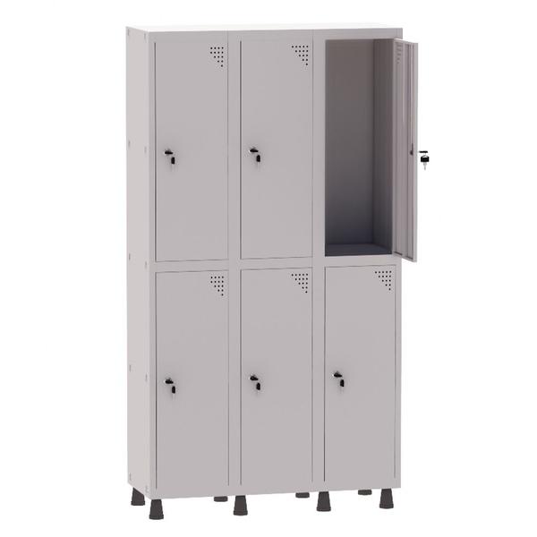 Imagem de Armário Guarda Volume Locker Roupeiro 3 Vãos 6 Portas Aço GRF503/6 Cinza - Pandin