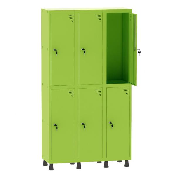 Imagem de Armário Guarda Volume Locker Roupeiro 3 Vãos 6 Portas Aço GRF503/6 Verde Miró - Pandin