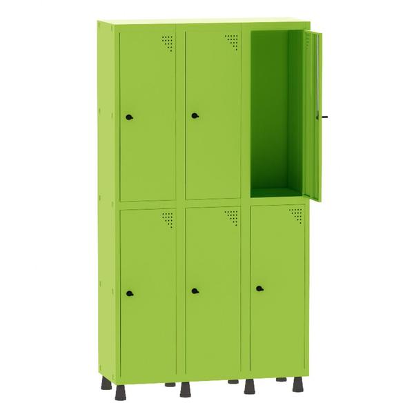 Imagem de Armário Guarda Volume Locker Roupeiro 3 Vãos 6 Portas Aço GRP503/6 Verde Miró - Pandin