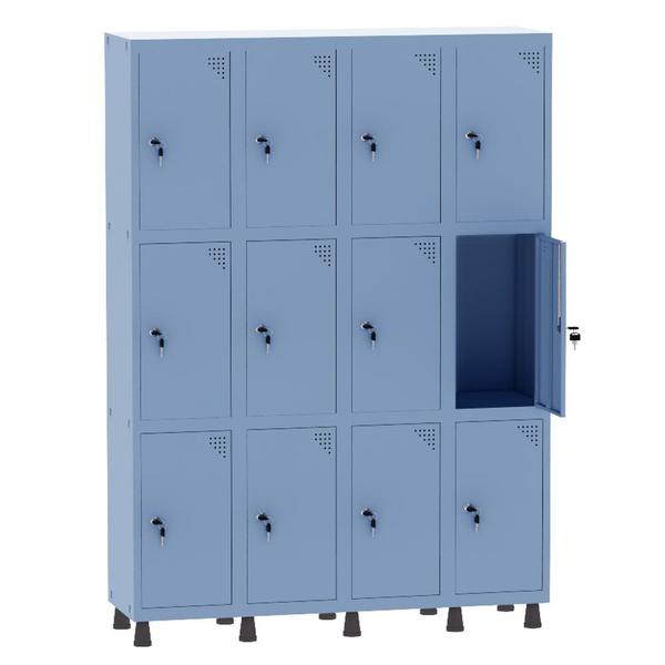 Imagem de Armário Guarda Volume Locker Roupeiro 4 Vãos 12 Portas Aço GRF504/12 Azul Dali - Pandin