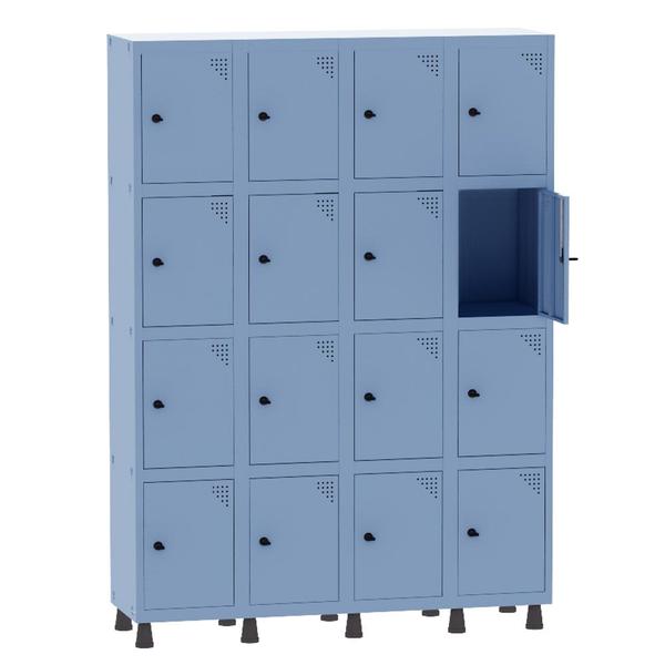 Imagem de Armário Guarda Volume Locker Roupeiro 4 Vãos 16 Portas Aço GRP504/16 Azul Dali - Pandin