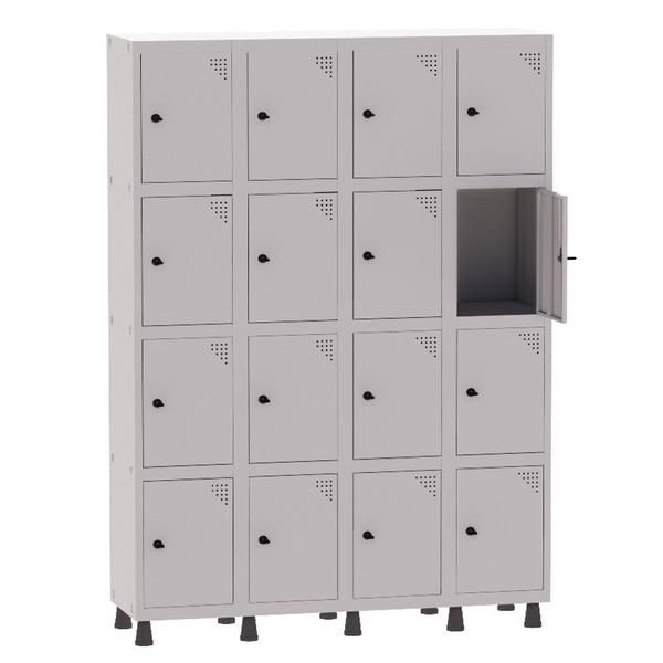 Imagem de Armário Guarda Volume Locker Roupeiro 4 Vãos 16 Portas Aço GRP504/16 Cinza - Pandin