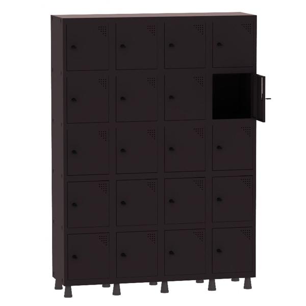 Imagem de Armário Guarda Volume Locker Roupeiro 4 Vãos 20 Portas Aço GRP504/20 Preto - Pandin