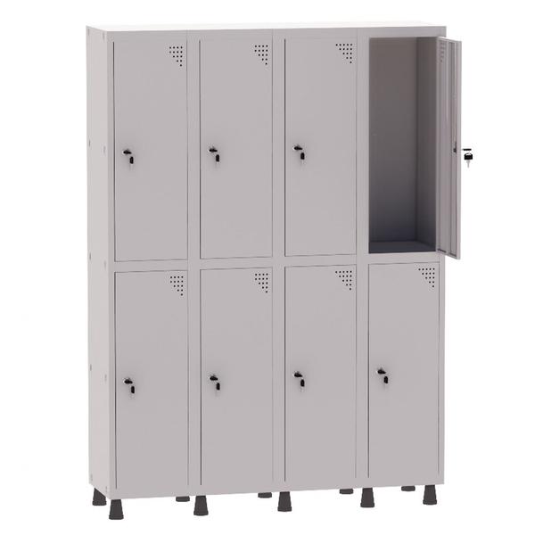 Imagem de Armário Guarda Volume Locker Roupeiro 4 Vãos 8 Portas Aço GRF504/8 Cinza - Pandin