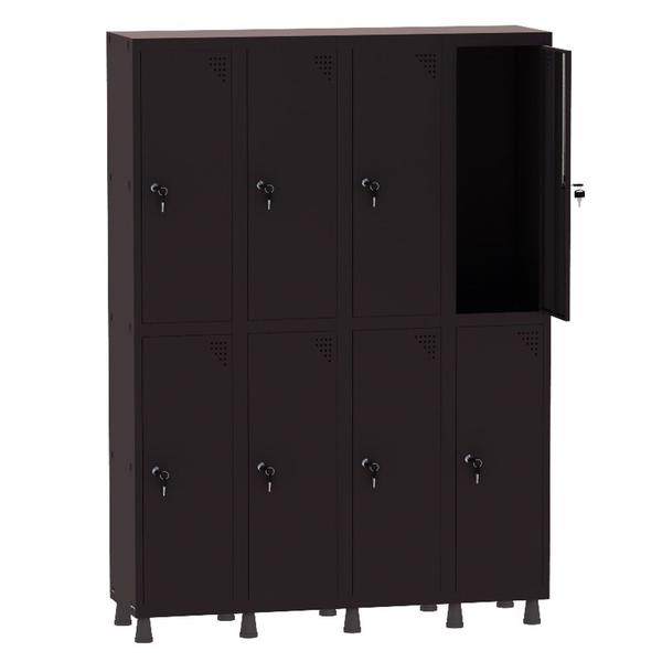 Imagem de Armário Guarda Volume Locker Roupeiro 4 Vãos 8 Portas Aço GRF504/8 Preto - Pandin