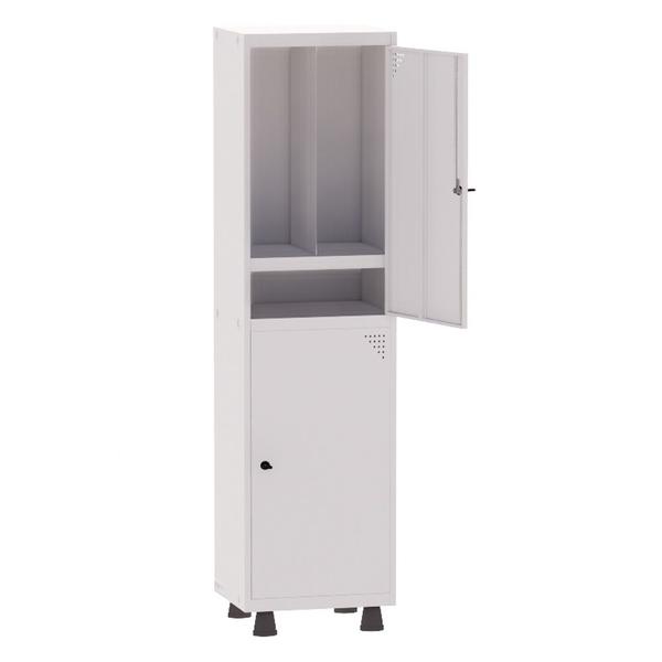 Imagem de Armário Guarda Volume Locker Roupeiro Insalubre 1 Vão 02 Portas Com Prateleira GRP501/2INSPV Branco - Pandin