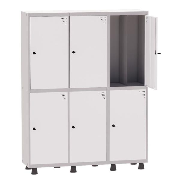 Imagem de Armário Guarda Volume Locker Roupeiro Insalubre 3 Vãos 06 Portas GRP503/6INS Cinza e Branco - Pandin