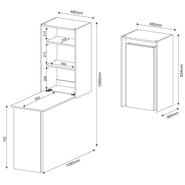 Imagem de Armário Multiuso 2 Prateleiras de Parede Branco - Tecno Mobili