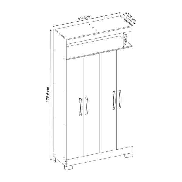 Armário Multiuso 4 portas e Nicho NT4040 Notável Móveis - Armário