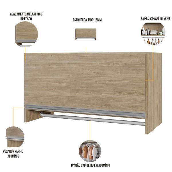 Imagem de Armário Multiuso Aéreo Cabideiro Grécia L03 Castanho - Lyam