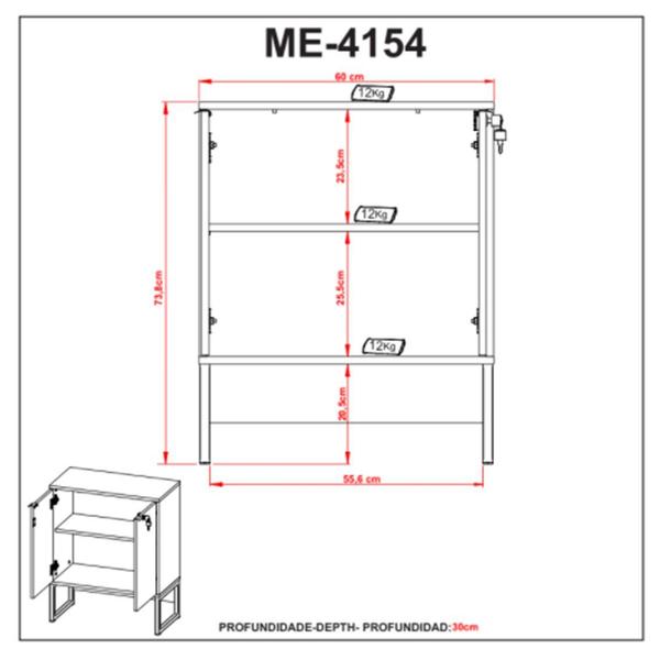 Imagem de Armário Multiuso Baixo Industrial 2 Portas com Chave ME4154