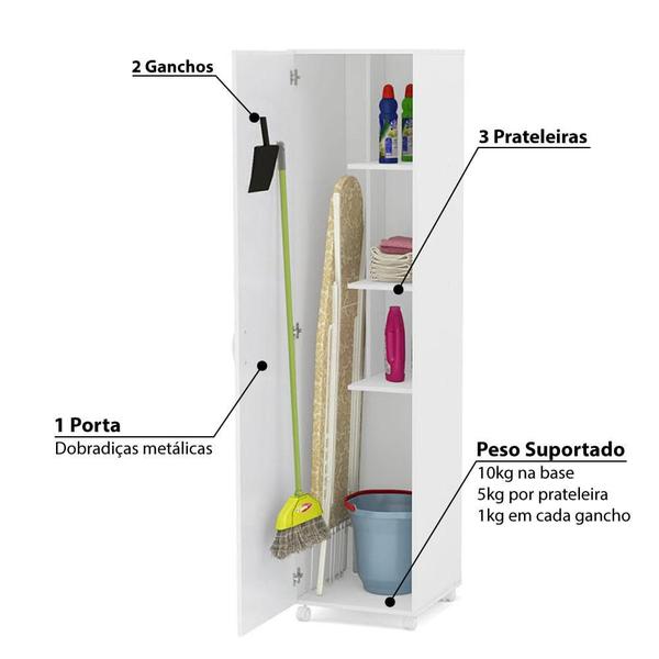 Imagem de Armário Multiuso com 1 Porta Branco Brilho - Politorno