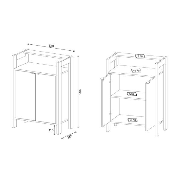 Imagem de Armário Multiuso com 2 Portas 65x90cm Branco