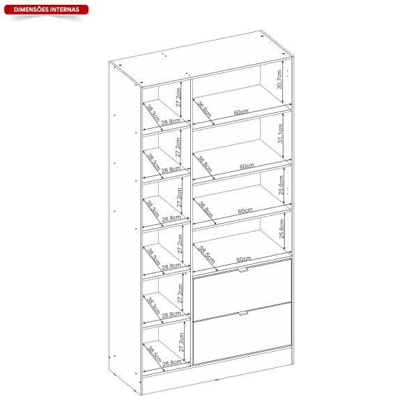 Imagem de Armário Multiuso com 2 Portas e 2 Gavetas com Espelho Joy Amendola Touch/Off White - Demóbile