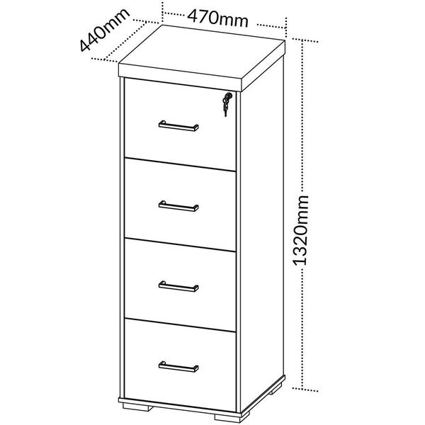 Imagem de Armário Multiuso Office Arquivo 4 Gavetas Atria Executiva 132cm A02 Carvalho Branco - Lyam Decor