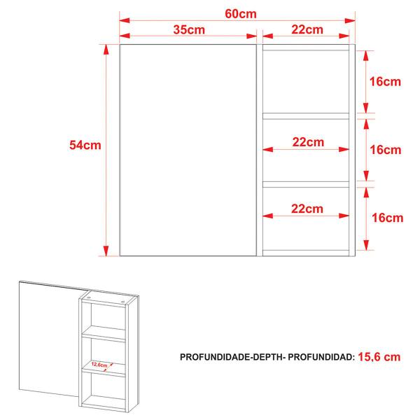 Imagem de Armário para Banheiro 3 Prateleiras Mármore Branco Bn3609 - Tecno Mobili