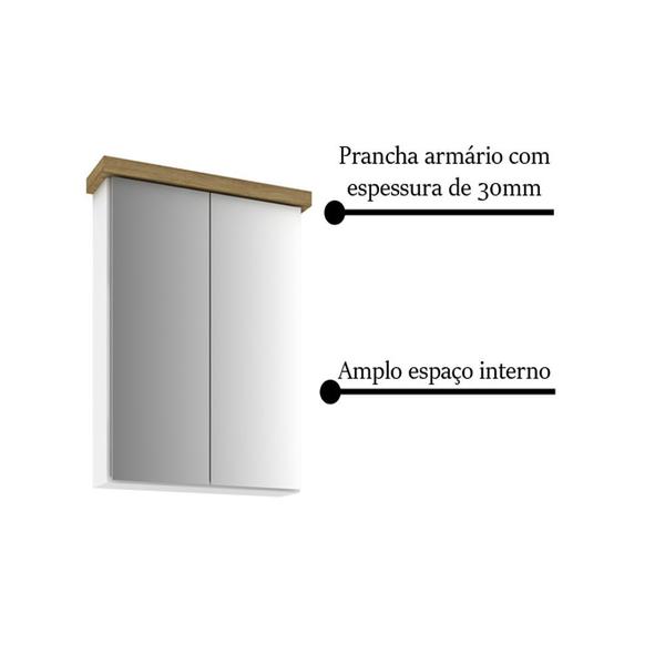 Imagem de Armário para Banheiro 50cm Cewal com 02 portas Branco/Mel