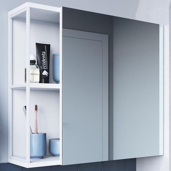 Imagem de Armario Para Banheiro 60 cm Com Espelho Branco P1015 PP