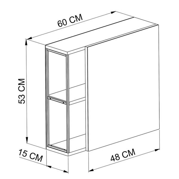 Imagem de Armário Para Banheiro 60 CM P1015 Preta e Mel