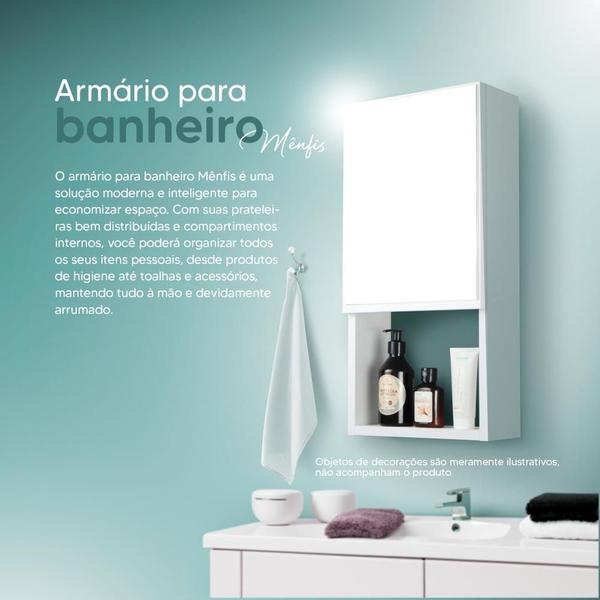 Imagem de Armário para Banheiro com Espelho Mênfis Branco 27cm