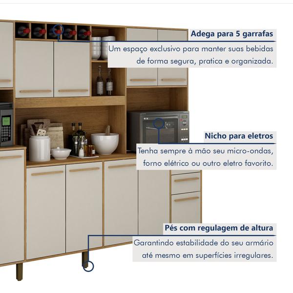 Imagem de Armário para Cozinha 13 Portas 2 Gavetas Agata