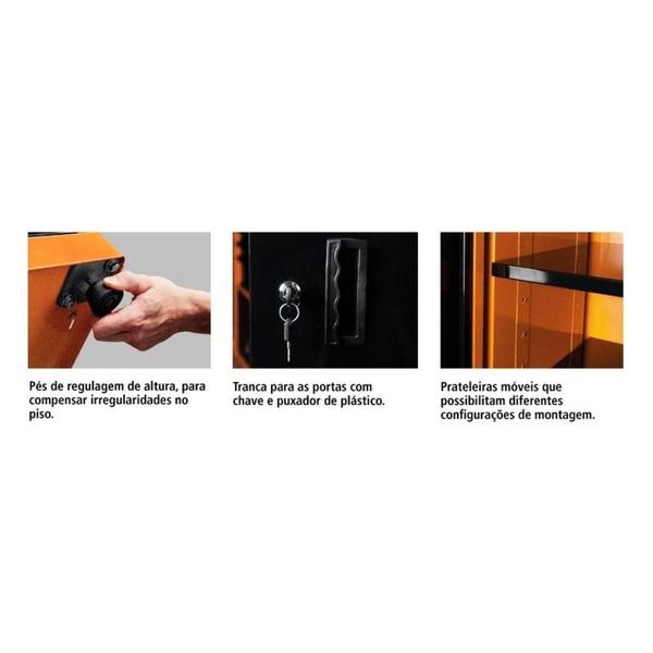 Imagem de Armário para ferramentas 1 porta com visor + 29 gavetas plásticas laranja - Tramontina PRO