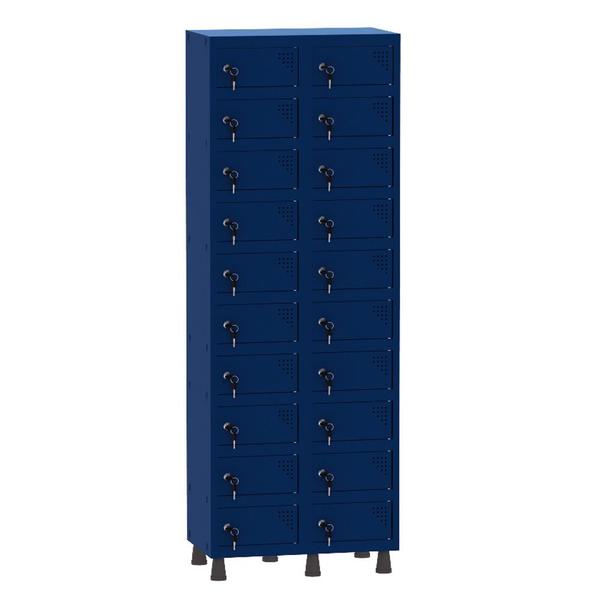 Imagem de Armário Porta Objetos de Aço 2 Vãos 20 Portas Fechadura Pandin 1,90 m Azul Del Rey