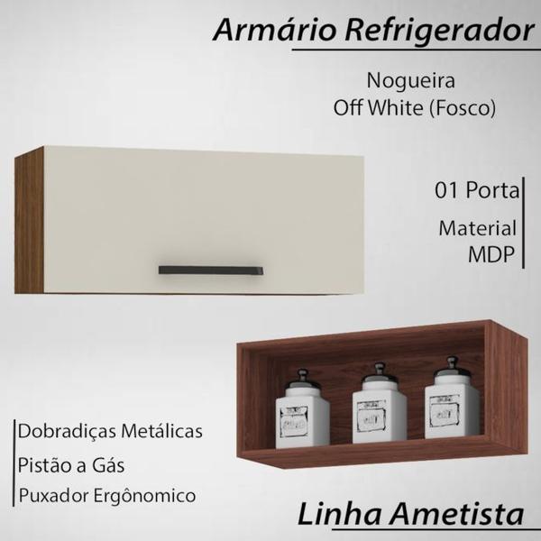 Armario Refrigerador 70cm 751AM Nogueira Off White KTP - Kits Paraná Imagem de Armario Refrigerador 70cm 751AM Nogueira Off White KTP