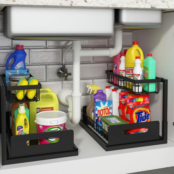 Imagem de Armário removível Under Sink Organizer REALINN, pacote com 2 unidades