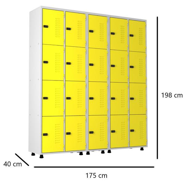 Imagem de Armário Roupeiro Aço 20 Portas Academia Guarda Volume Trinco Amarelo