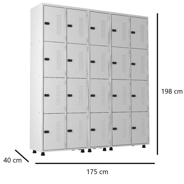 Imagem de Armário Roupeiro Aço 20 Portas Academia Guarda Volume Trinco Cinza