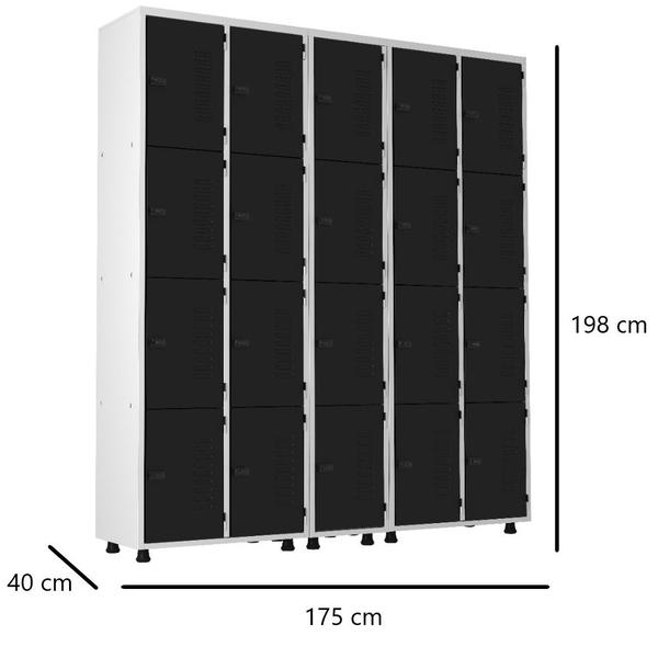 Imagem de Armário Roupeiro Aço 20 Portas Academia Guarda Volume Trinco Preto