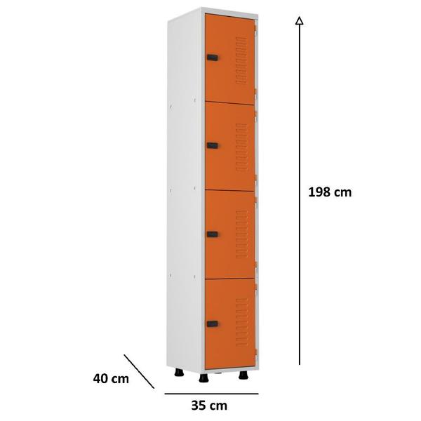 Imagem de Armário Roupeiro Aço 4 Portas Academia Guarda Volume EA701 Laranja