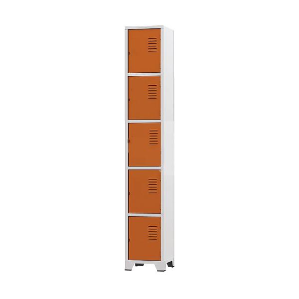 Imagem de Armário Roupeiro De Aço 5 Portas Para Vestiário Academia Locker Laranja