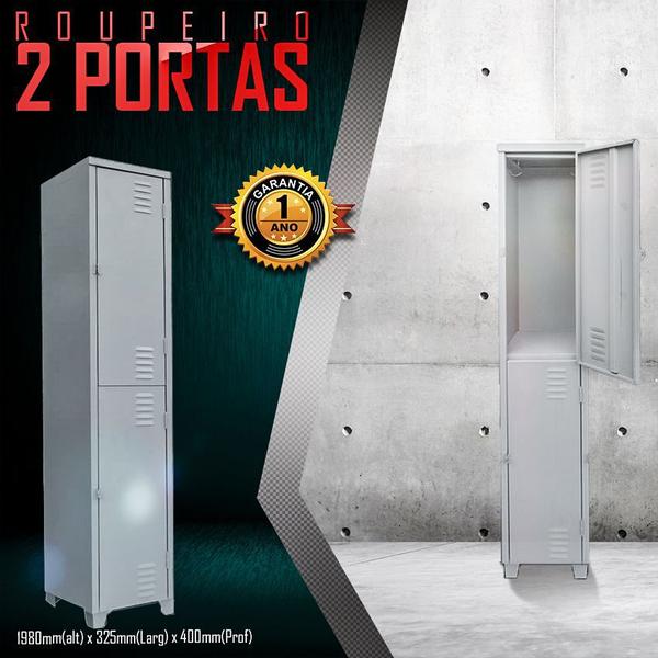 Imagem de Armário Roupeiro De Aço Guarda-Volume Locker Vestiário 2 PORTAS: Academia, Comércio, Alojamento, Empresa, Loja, Obra e Escritório Durável c/ cabideiro