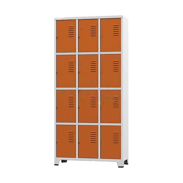 Imagem de Armário Roupeiro De Aço Para Vestiário 12 Portas Locker Laranja